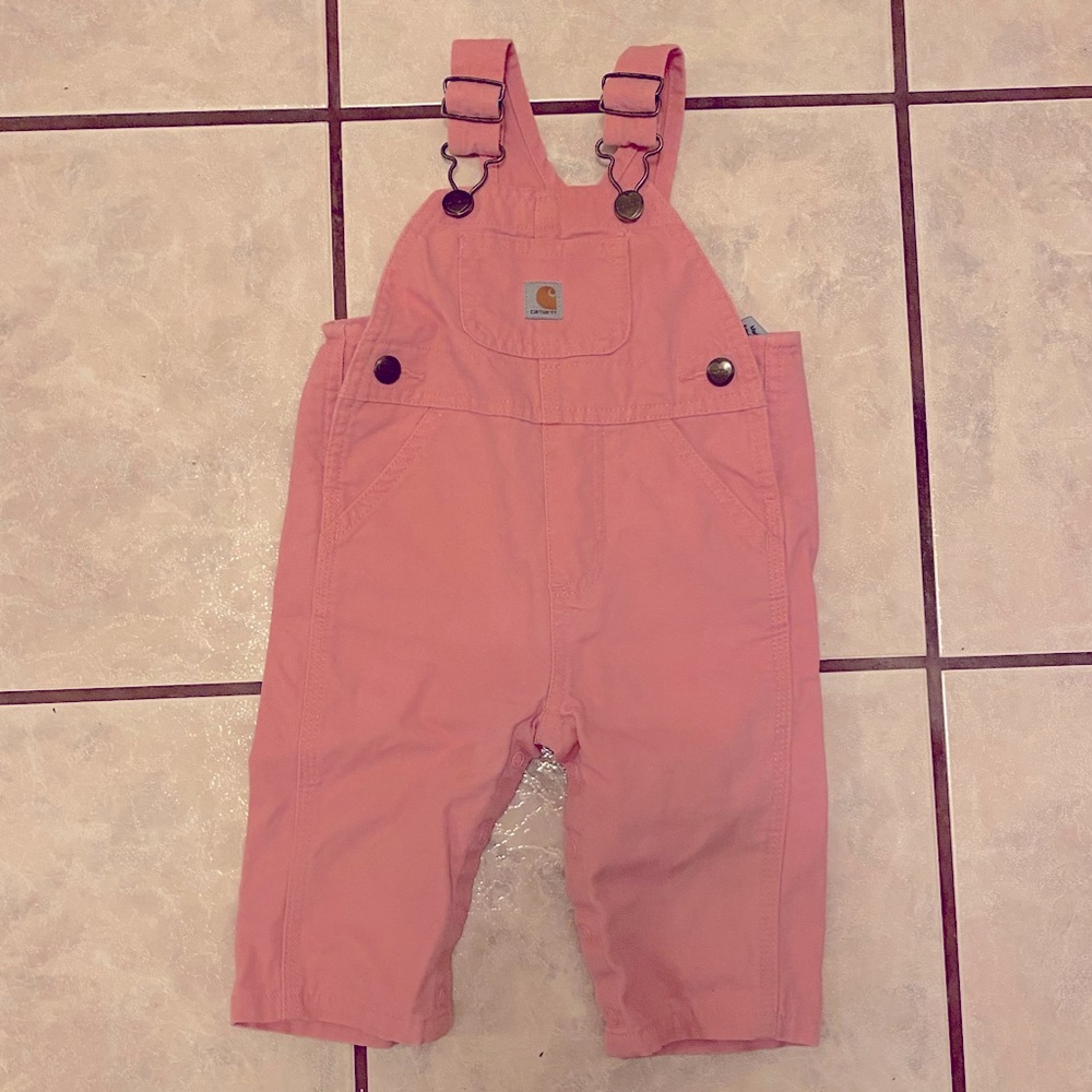 6M girls light pink Carhartt overalls/bibs